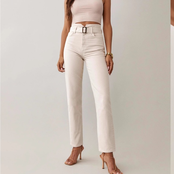Reformation Bone Belted Jeans - Picture 1 of 4